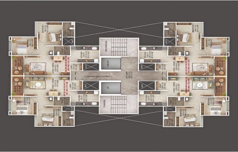 majestique aravali 3bhk floor plan